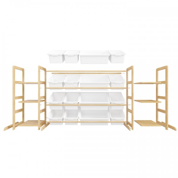 Etitlly Toy Storage Organizer with Kids Bookshelf for Room,Bedroom,Playroom,Nursery,Kindergarten,16 Storage Bins and 6 Side Shelves,Storage,White